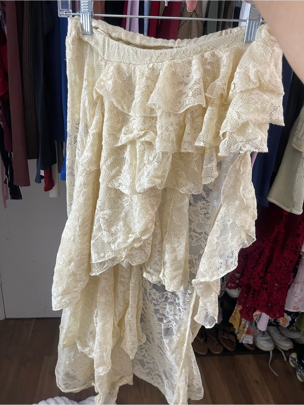 Ivory Lace Ruffled Dress - Picture 2 of 2